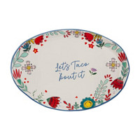 Floral 'Lets Taco 'Bout It' Plate, 16 in