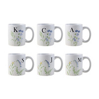 Floral Design Ceramic Monogram Mug, 13.5 oz