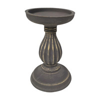 Wooden Pillar Candle Holder, Small, Gray