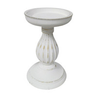 Wooden Pillar Candle Holder, Small, White
