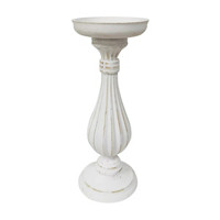 Wooden Pillar Candle Holder, Large, White