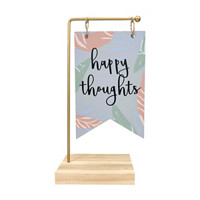 'Happy Thoughts' Tabletop Wooded Sign