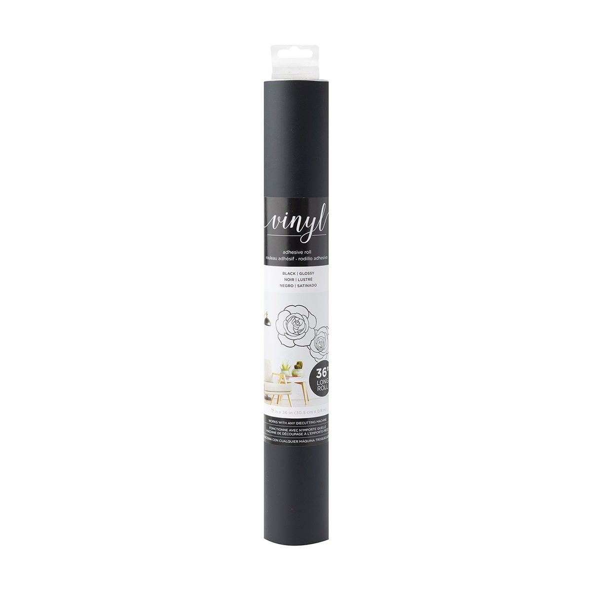 American Crafts Vinyl Roll, Black Glossy, 12 x 36 in