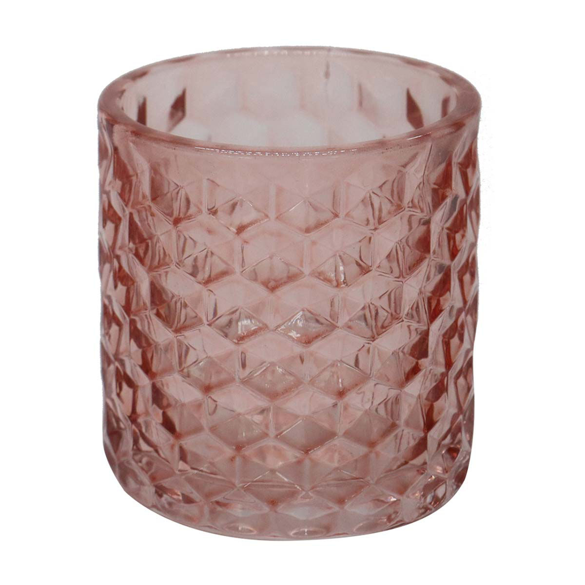 Embossed Diagram Glass Tumbler Pink 