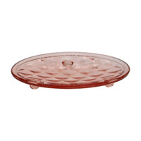 Embossed Diagram Glass Soap Dish, Pink