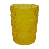 Embossed Vintage Glass Tumbler, Yellow