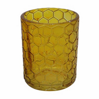 Embossed Bee Hives Glass Tumbler, Yellow
