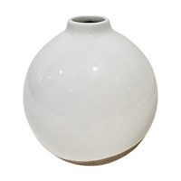 Decorative Ceramic Round Vase, White