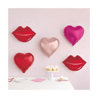 Unique Party! Hearts & Kisses Shaped Balloon Wall Decoration Kit, 5 Balloons