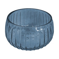 Glass Ribbed Bowl, Blue