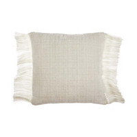 Decorative Fringe Square Pillow, Cream