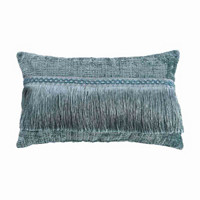 Decorative Fringe Lumbar Pillow, Green