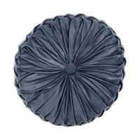 Decorative Velvet Round Pillow, Blue