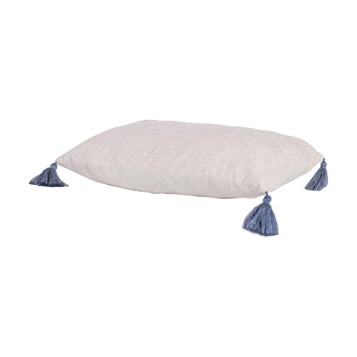 Decorative Tassel Lumbar Pillow, Blue