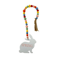 Rabbit Shaped 'Spring' Ornament with Multicolored Beads
