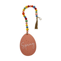 Egg Shaped 'Spring' Ornament with Multicolored Beads
