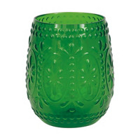 Green Vintage Stemless Plastic Wine Glass, 12 oz