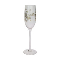 Ribbed Glass Gold Flower Champagne Glass
