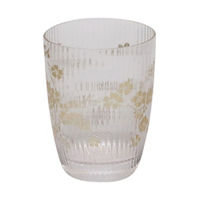 Ribbed Glass Gold Flower Glass Cup