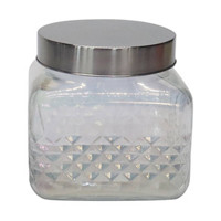 Decorative Embossed Iridescent Glass Canister, Small