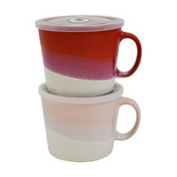 Reactive Glaze Ceramic Souper Mug with Lid, 24 oz, 2 Pack
