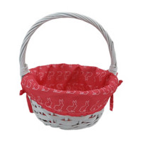 Small Willow Basket with Pink Bunny Printed Liner