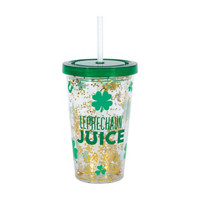 Unique Party! Charming Shamrock Plastic Tumbler with Straw, 16 oz