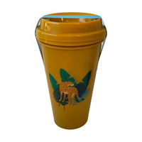 Decorative Printed Plastic Coffee Tumbler, Pack of 2