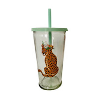 Wild Style Printed Glass Tumbler with Straw