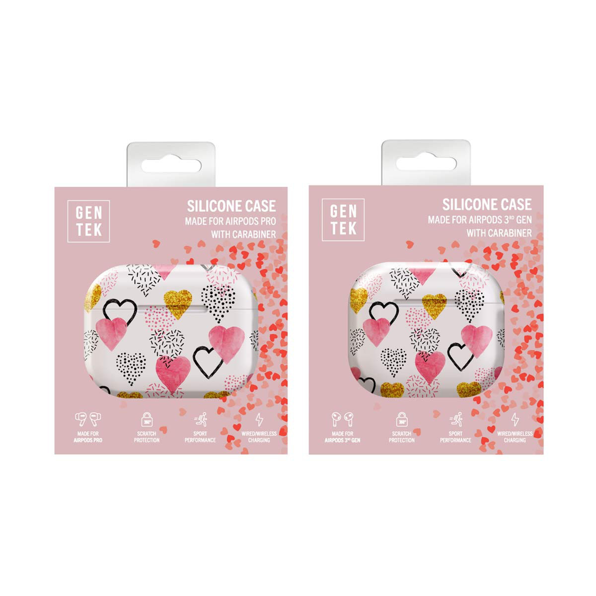 Gentek Heart Print Silicone Airpod Case