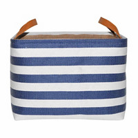 Striped Rectangular Storage Basket with Handles, Small