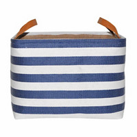 Striped Rectangular Storage Basket with Handles, Medium