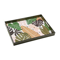 Tropical Leaf Rectangular Tray with Handles, 14 in x 19 in