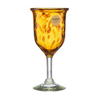 Hand Blown Tortoise Shell Mexican Glass Goblet, 12 oz