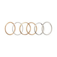 Gold-tone and Silver-tone Rings, 6 Pack
