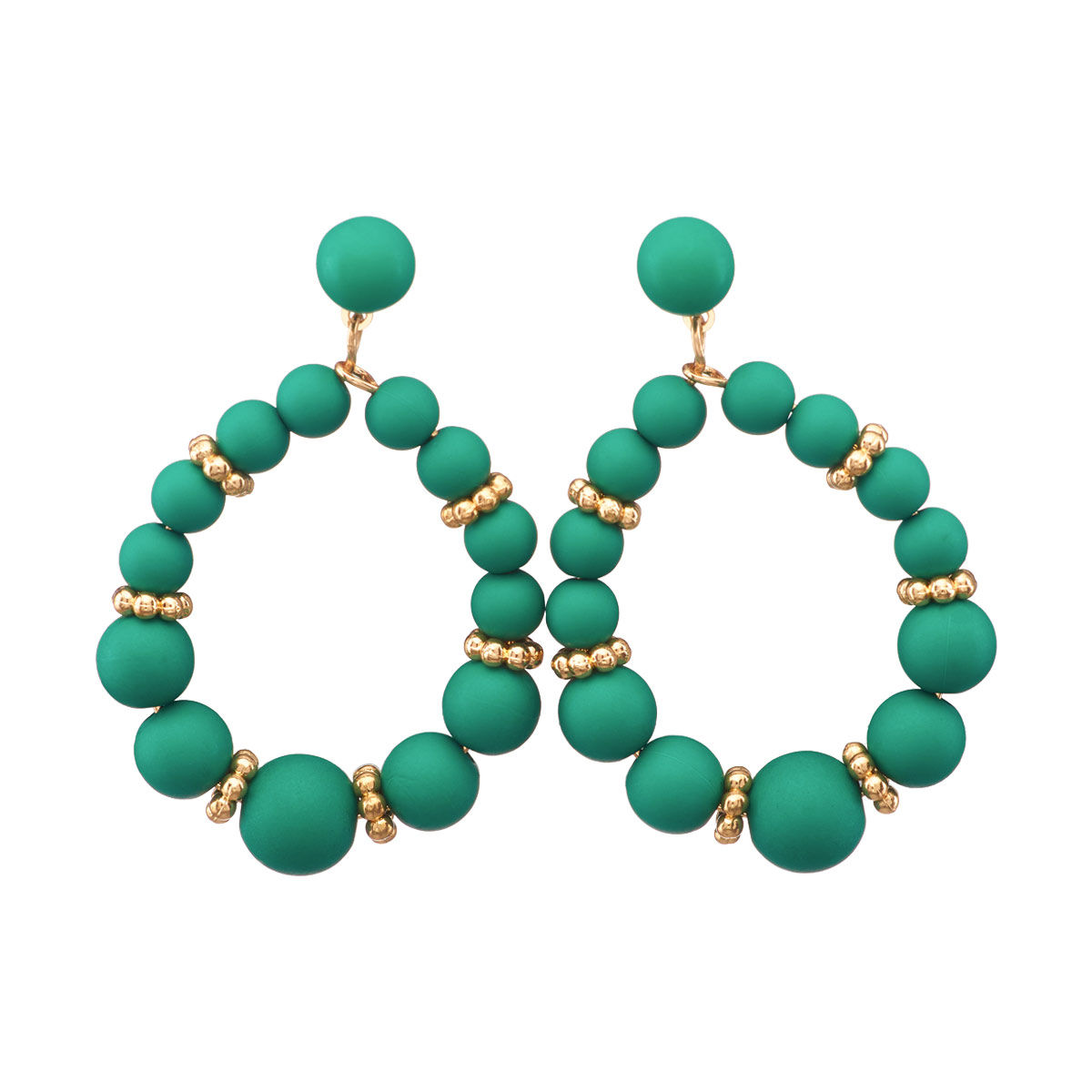 Resin Ball Hoop Earrings, Green