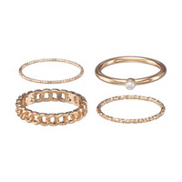 Golden Accent Rings, 4 Pack