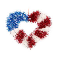 US Flag Tinsel Heart Wreath