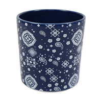 Decorative Ceramic Planter, Blue Paisley
