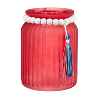 Decorative Ribbed Beaded Glass Vase, Assorted