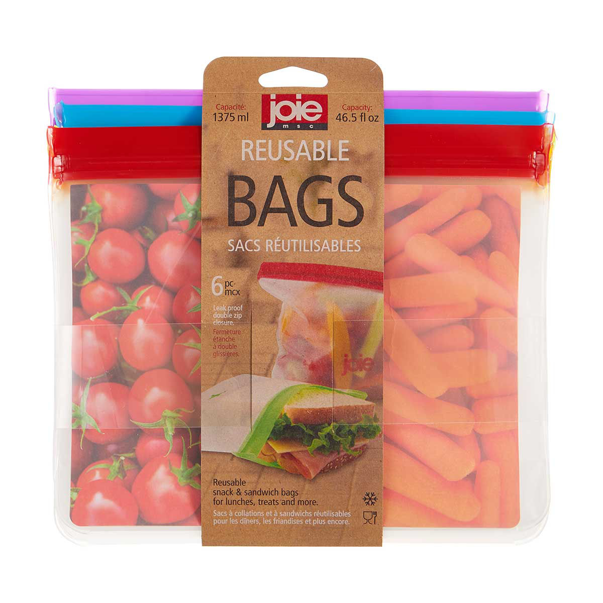 Joie Reusable Sandwich Bags, 6 Pack