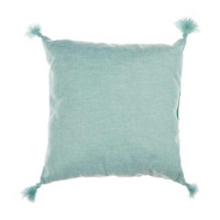 Decorative Square Tassel Pillow, Teal