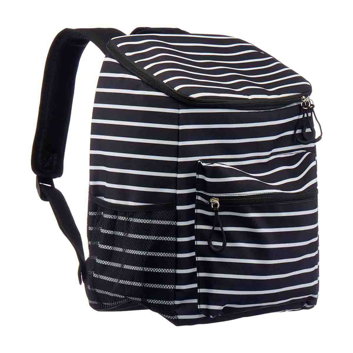 Black and cheap white striped backpack