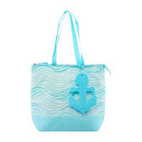 Waves Printed Tote Cooler Bag