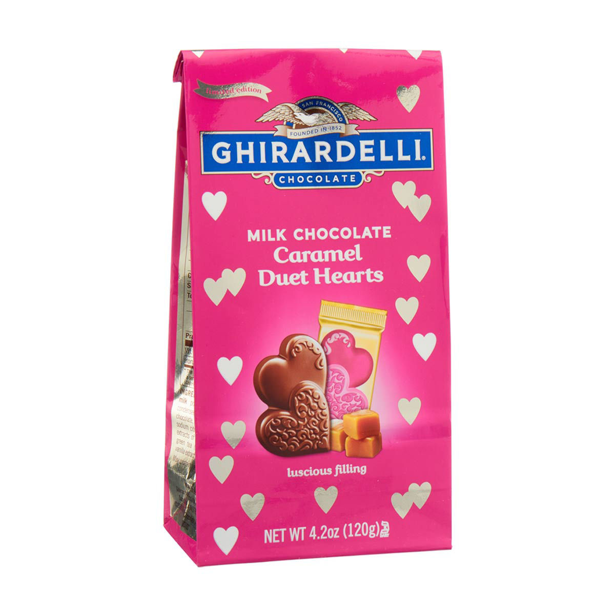 Ghirardelli’s Milk Chocolate Caramel Duet Hearts, 4.2 oz Bag