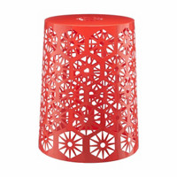 Decorative Metal Red Stool, 17 in