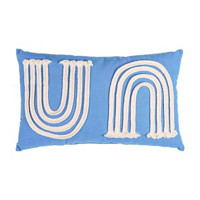 Aqua Rope Embroidery Lumbar Pillow