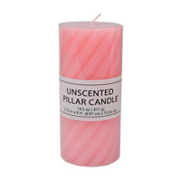 Twisted Unscented Pillar Candle, Pink