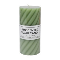 Twisted Unscented Pillar Candle, Green