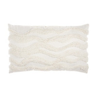 Decorative Woven Lumbar Pillow, White